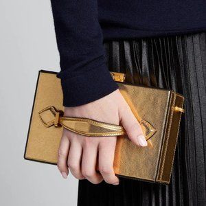 Oscar Alibi Lamé Leather shoulder bag Box Clutch